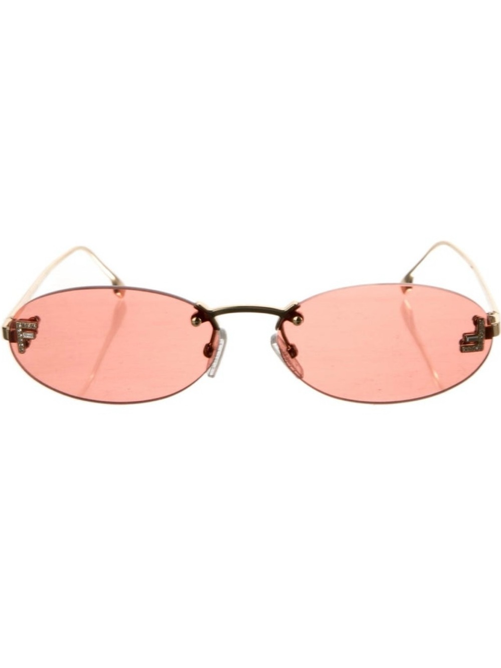 Fendi Oval Sunglasses with Pink Lenses and Gold Frame